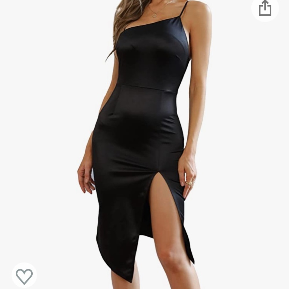 Black bodycon side slit dress